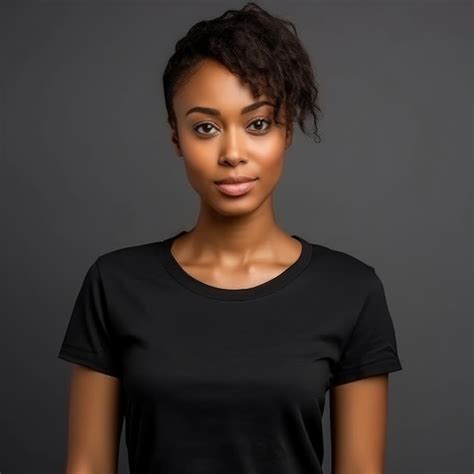 Premium AI Image A Woman With A Black Shirt That Says She Is