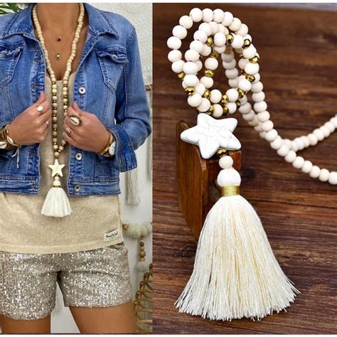 Long Tassel Necklace Etsy