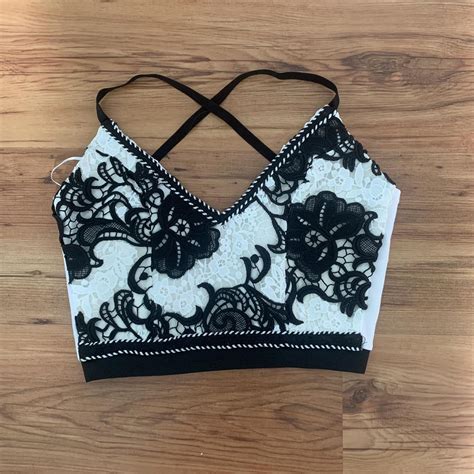 Detailed Lace Crop Top Crossover Back Perfect For Depop