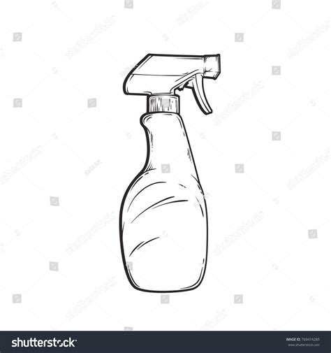 Spray Bottle Sketch Line Art Style เวกเตอร์สต็อก ปลอดค่าลิขสิทธิ์