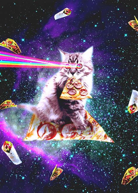 Outer Space Pizza Cat Poster By Random Galaxy Galaxy Cat On Pizza Hd