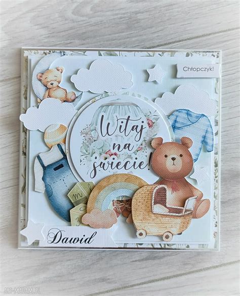 kartka z okazji narodzin dziecka scrapbooking ღ art Madam pl