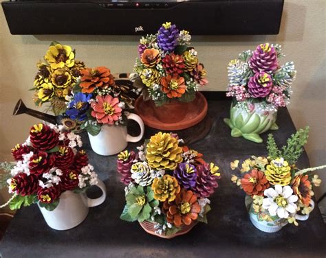 Pinecone Flower Arrangements By Cat Salvabrani A25 Pine Cone Art