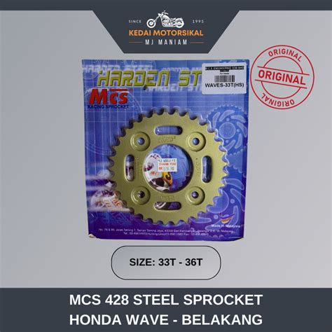 MCS 428 STEEL SPROCKET HONDA WAVE 33T 36T SPROCKET BELAKANG 100