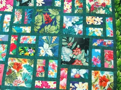 Hawaiian Throw Quilt Scrappy Floral Patchwork Tropical Flowers Etsy