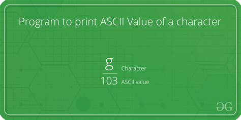 Program To Print ASCII Value Of A Character GeeksforGeeks