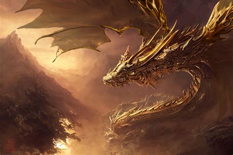 Artstation Concept Gold Dragon For Videogame Battle For Gládrom