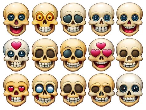 Skull Emojis Set Premium Ai Generated Vector