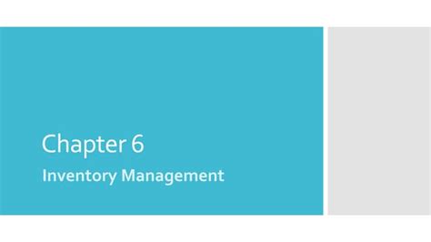 Chapter 6 Inventory Management Ppt