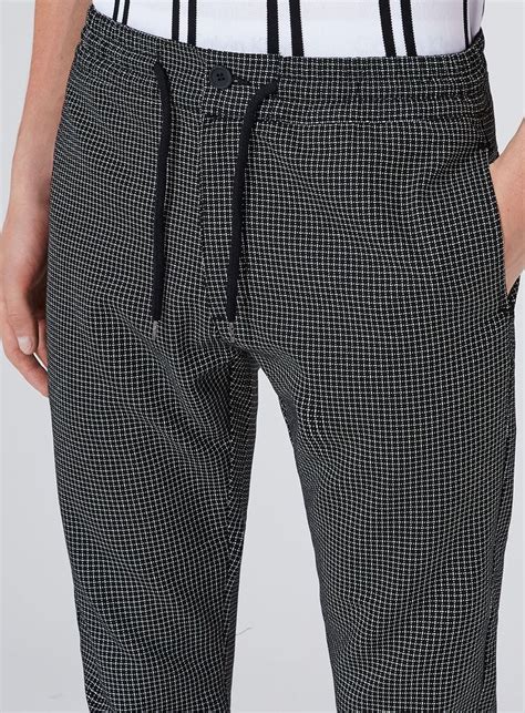 Black Grid Check Joggers Mens Trousers And Joggers Clothing Topman