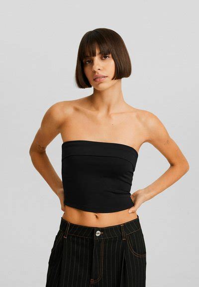 Stradivarius Basic Bandeau Top Black černá Zalando Cz