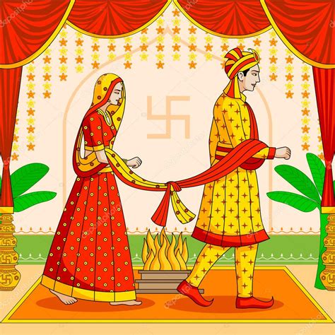 Indian Bride And Groom Holding Hands Sketch