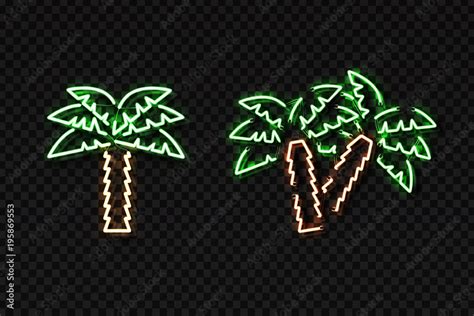 Vector Realistic Isolated Neon Sign Of Palm For Decoration And Covering