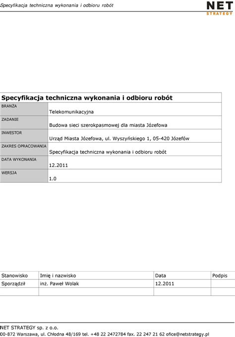 Specyfikacja techniczna wykonania i odbioru robót PDF Free Download