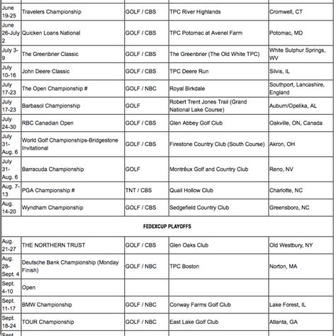 2023 Pga Tour Schedule Printable - PELAJARAN