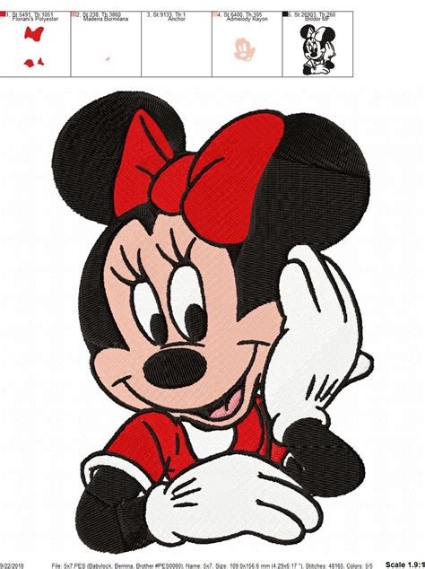 Minnie Mouse Embroidery Design Etsy