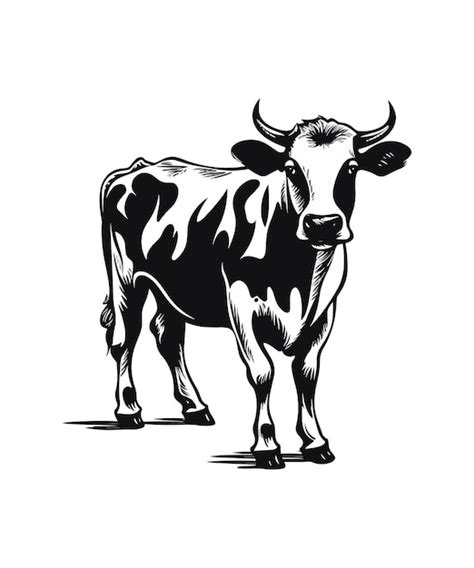 Premium Vector | Black outline vector Cow isolated on a white background