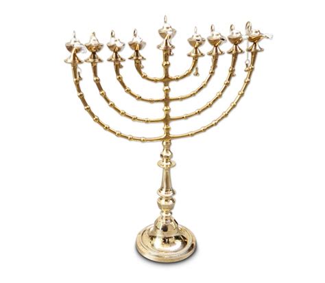 Extra Large Gold Color Chanukah Menorah With Decorative Aladdin Lamp