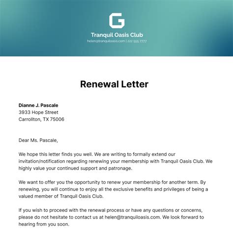 Free Renewal Letter Templates And Examples Edit Online And Download