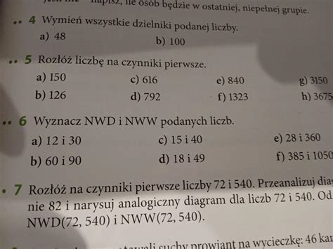 Zad 6 83 Matematyka Z Kluczem 6 Wyznacz NWD I NWW Podanych Liczb