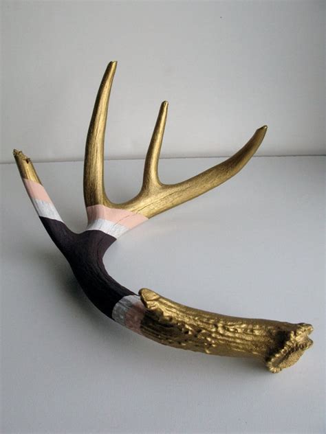 Gold Peach And Purple Striped Painted Antler Mediumlarge Antler