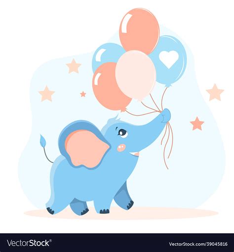 Baby Elephant With Balloons Royalty Free Vector Image