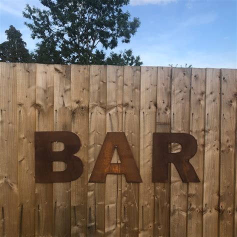 Garden Bar Sign Rusty Metal Letters Home Garden Bar Sign Etsy Uk