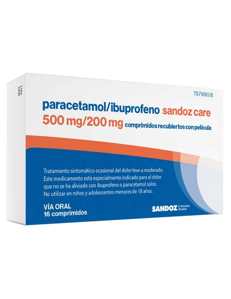 Paracetamolibuprofeno Sandoz Care 500 Mg200 Mg 16 Comprimidos