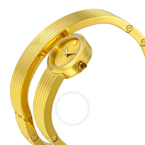 Movado Museum Wrap Yellow Gold Soleil Dial Ladies Dress Watch 0606806