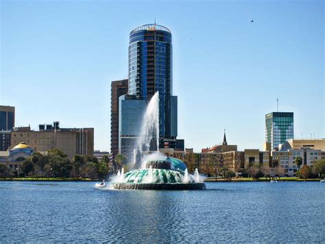 Free picture: lake, Eola, Orlando, Florida, fountain