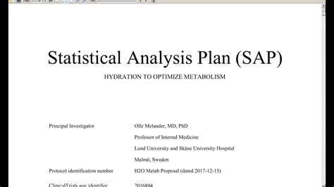 Statistical Analysis Plan Sap Youtube