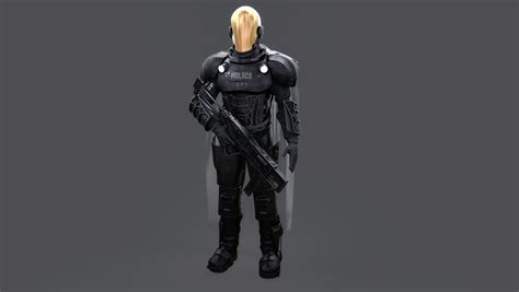 Futuristic Cyberpunk Police Enforcer 3D Model CGTrader