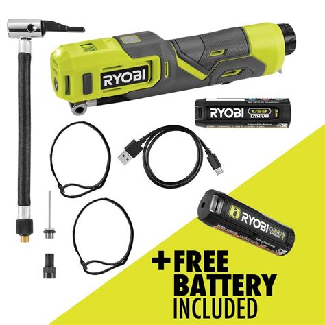 Ryobi Usb Lithium High Pressure Inflator Kit With Free Ah Usb