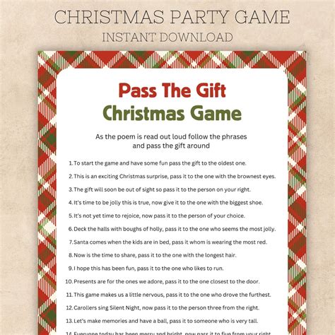 Pass The T Christmas Game Printable Office Christmas Party Game Pass The Parcel Game Pass