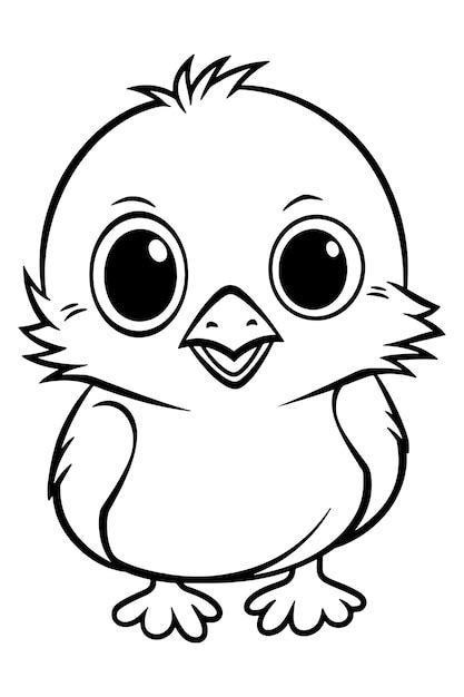 Premium Vector | Black and white drawing of a baby bird