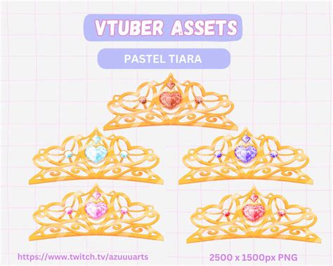 Vtuber Assets Tiara Crown Pastels 5 Tiaras Included Png Etsy