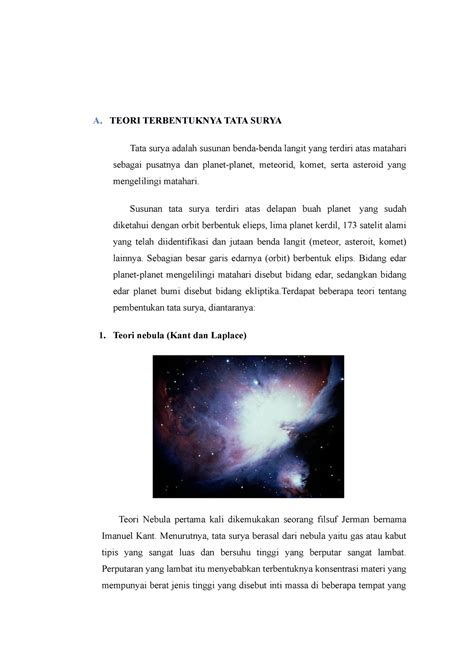 Makalah Tata Surya A Teori Terbentuknya Tata Surya Tata Surya Adalah