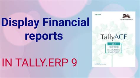 Display Financial Reports In Tally Erp9 Display All Reports In Tally