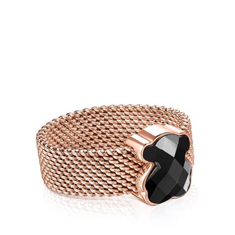 Anillo Mesh Color De Acero Ip Rosado Y Nix Tous