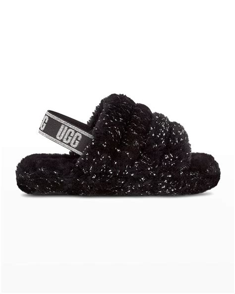 UGG Girl's Fluff Yeah Metallic Sparkle Quilted Slippers, Kids | Neiman ...