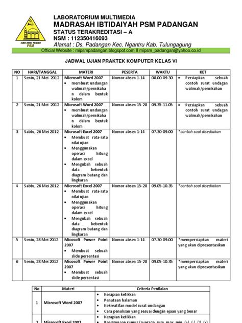 Kisi Kisi Ujian Praktek Kelas 6 Sd 2021 Kisi Kisi Praktik Ujian Sekolah Pjok Kelas Vi Sd Data