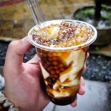 Filipino Street Food Taho Soybean With Caramel Syrup And Tapioca Pearls