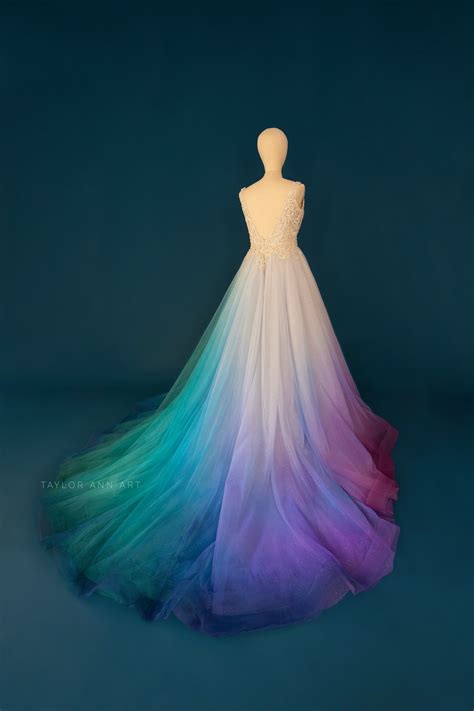 Pin On Wedding Dresses Etc Dye Wedding Dress Rainbow Wedding Dress Dip Dye Wedding Dress