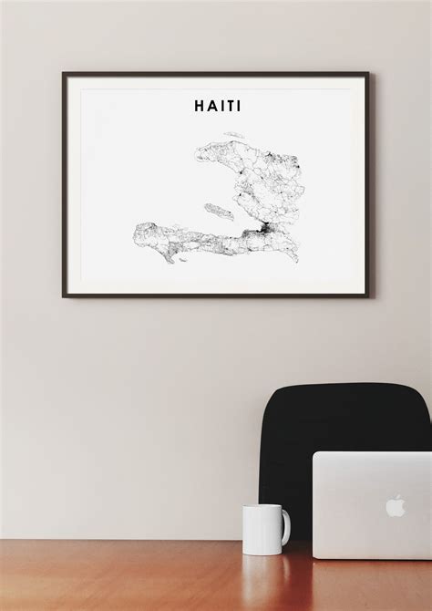 Haiti Map Print Road Map Art Poster Haïti Ayiti Hayti Etsy