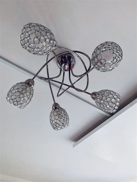 Lampa Sufitowa Zyrandol 5punktowy Krysztalki Loft Nowoczesny Glamour