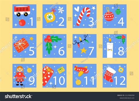 Flat 12 Days Christmas Illustration Vector Stock Vector Royalty Free