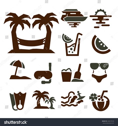 Beach Icon Set Stock Vector Royalty Free 448579120 Shutterstock