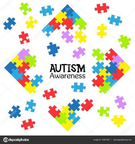 World Autism Awareness Day Colorful Puzzles Vector Background Symbol