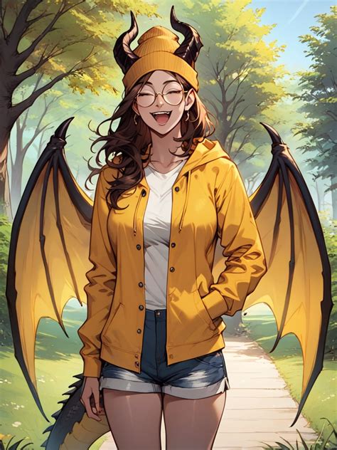 Big Golden Dragon Wings Dragon Girl Black Dragon Horns Ai Porn