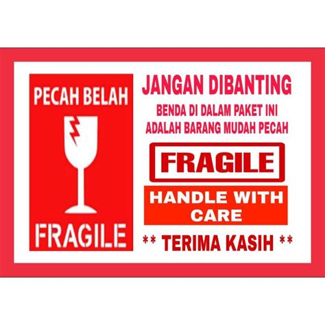 jual sticker fragile barang mudah pecah   pcs shopee indonesia